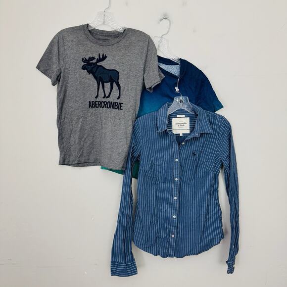 Abercrombie And Fitch T Shirt And Button Up Bundle Of 3 Kids Size L - Picture 1 of 7